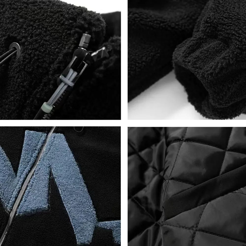 OOC' Casual Lettering Print Sherpa Coat