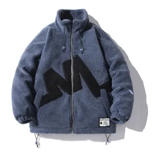 OOC' Casual Lettering Print Sherpa Coat