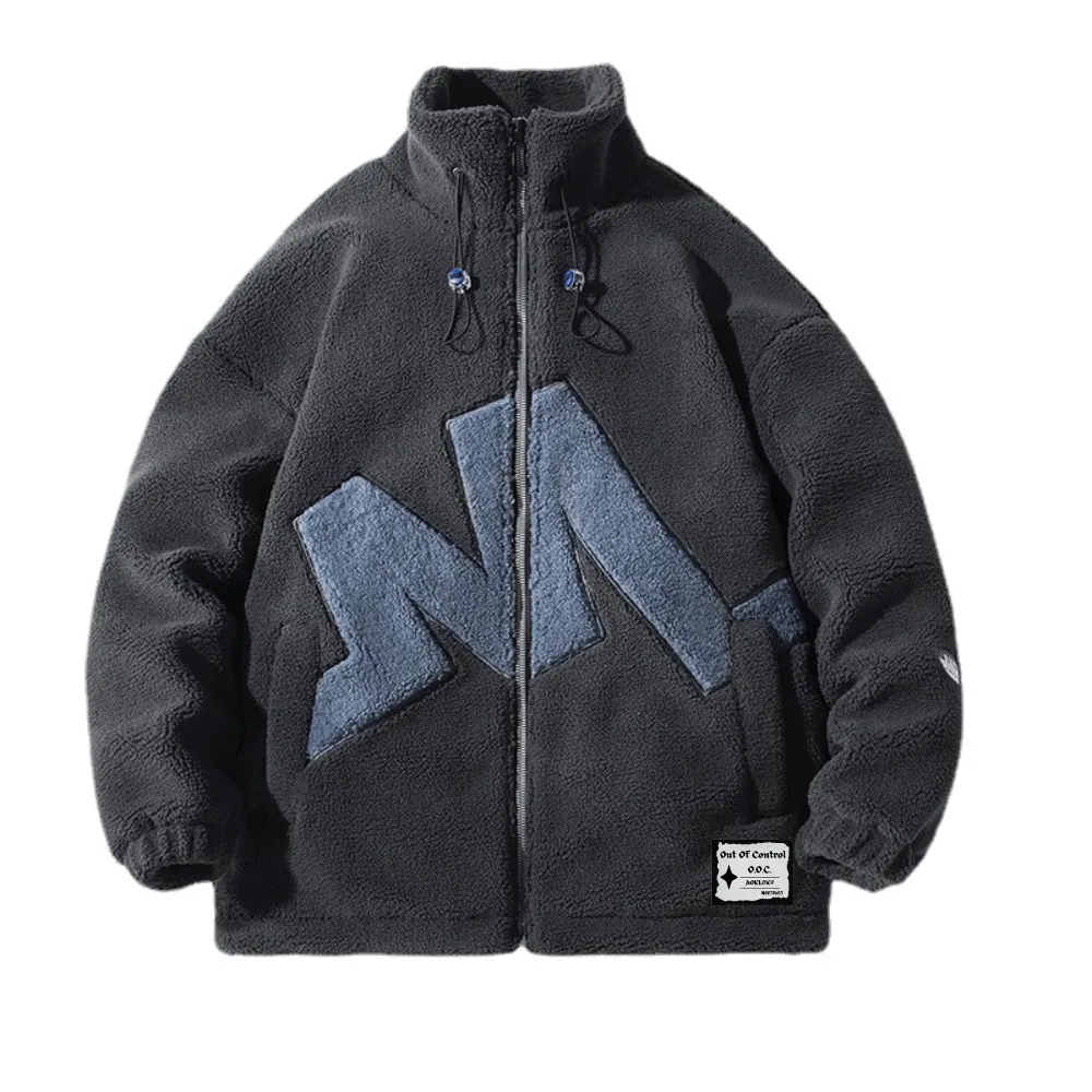 OOC' Casual Lettering Print Sherpa Coat