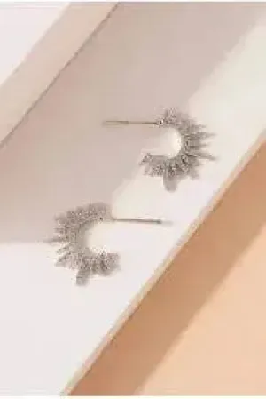 Pave Starburst 30 MM Hoop Earrings - Silver