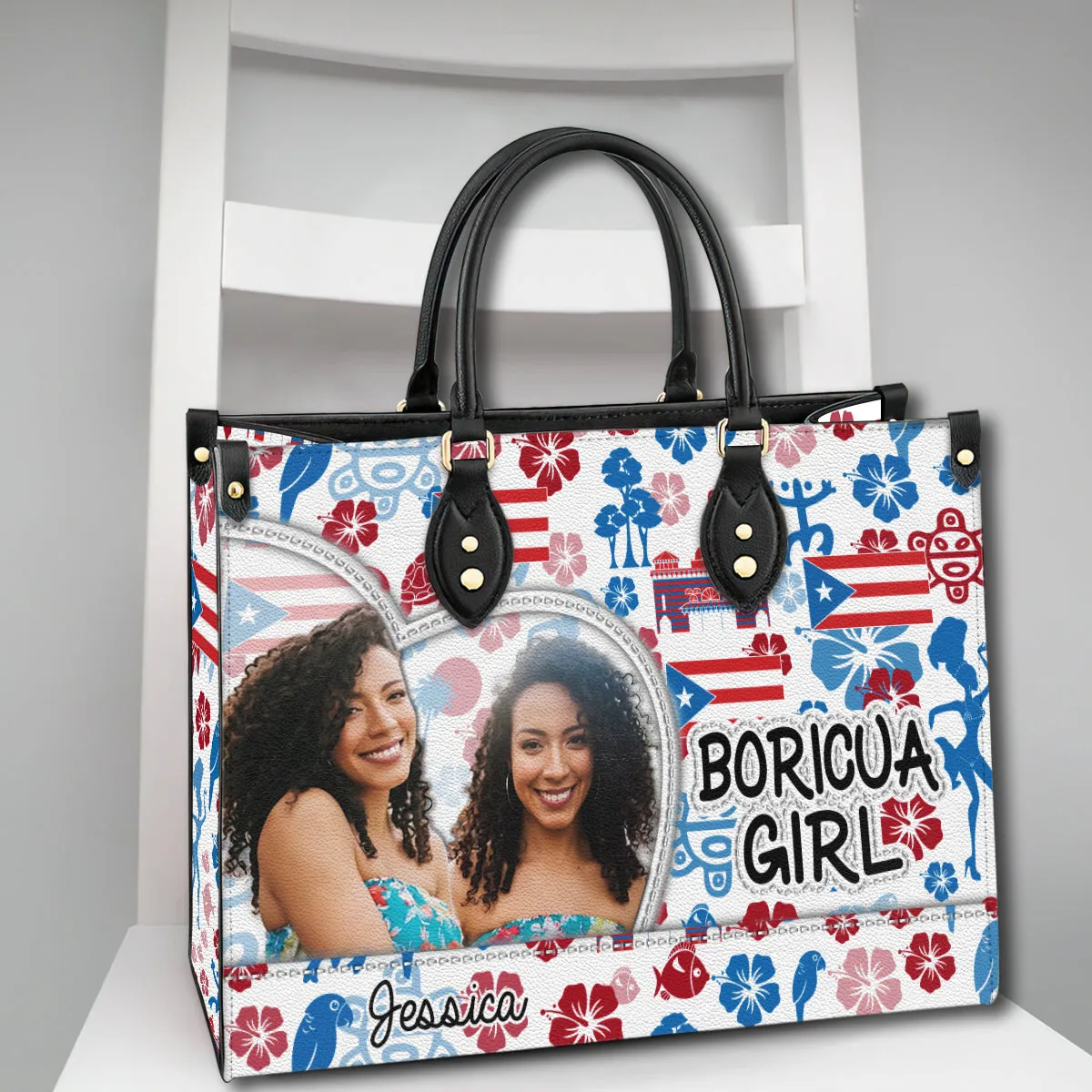 Personalized Boricua Girl Leather Handbag Purse