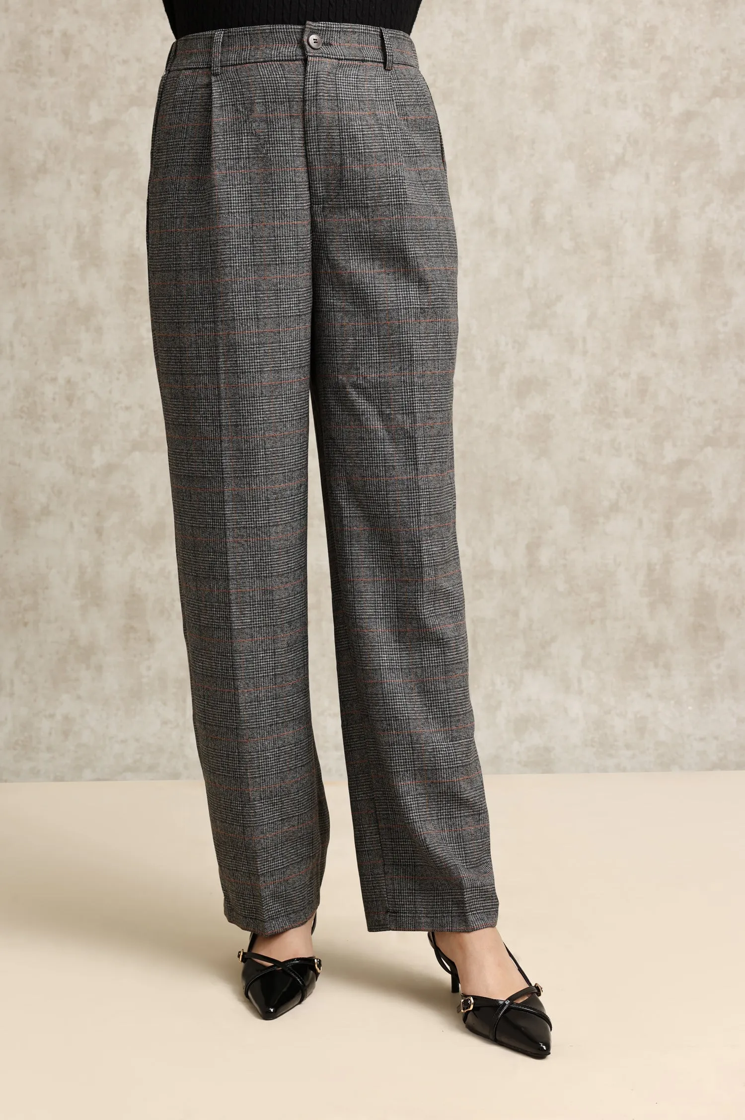 PLAID PERFECTION PANTS-GREY