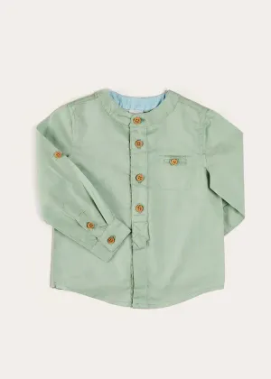 Plain Mao Collar Long Sleeve Shirt in Green (12mths-10yrs)