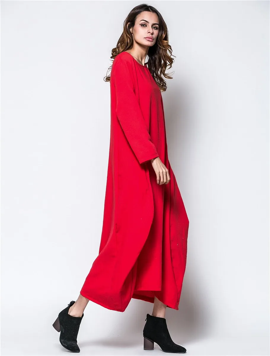 Plus Sizes Women Fall Long Cozy Dresses