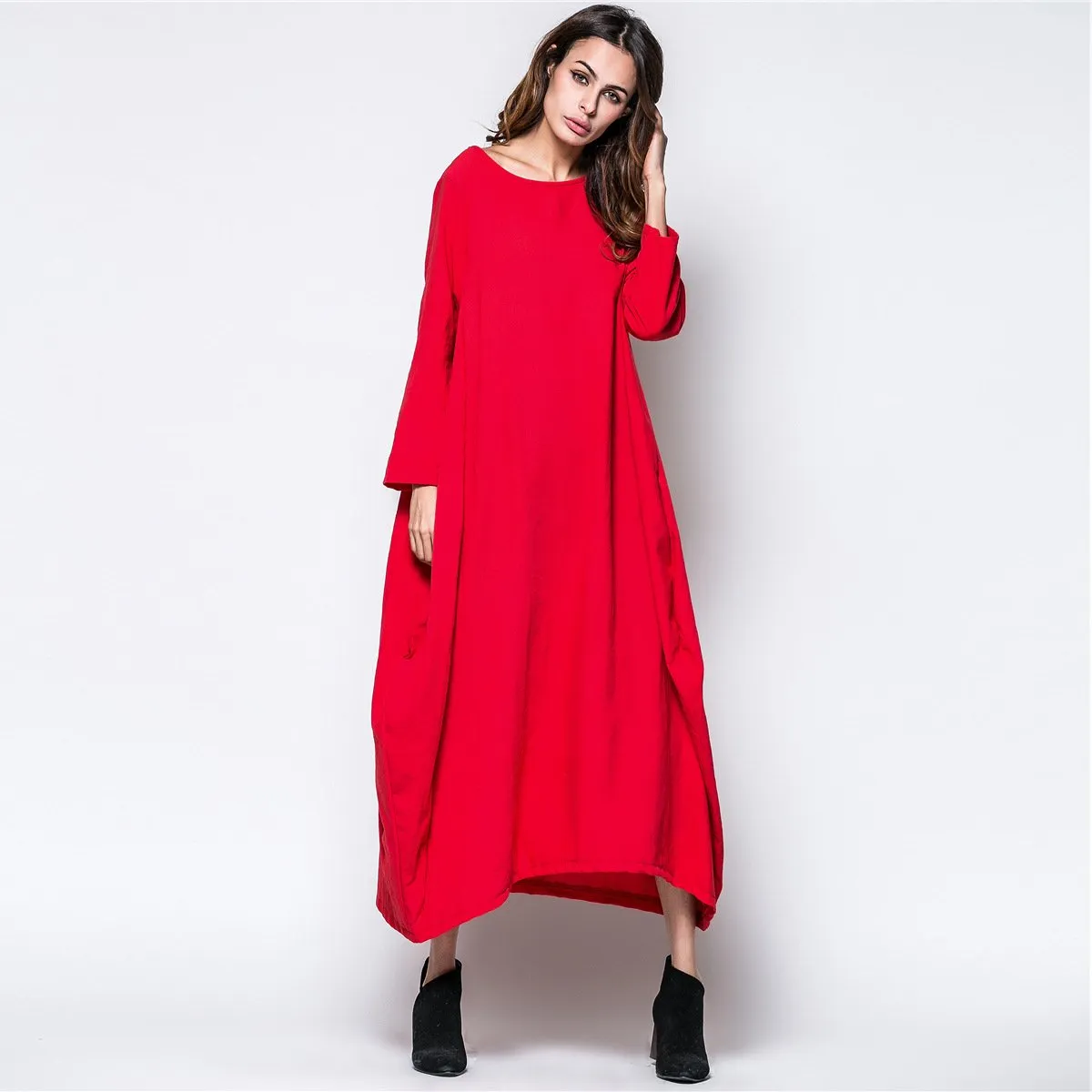Plus Sizes Women Fall Long Cozy Dresses