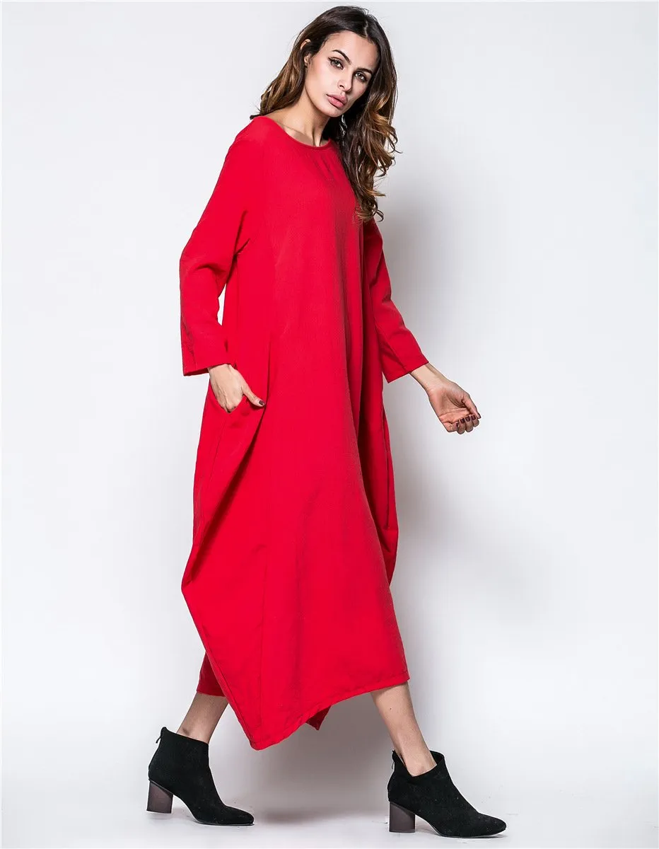 Plus Sizes Women Fall Long Cozy Dresses