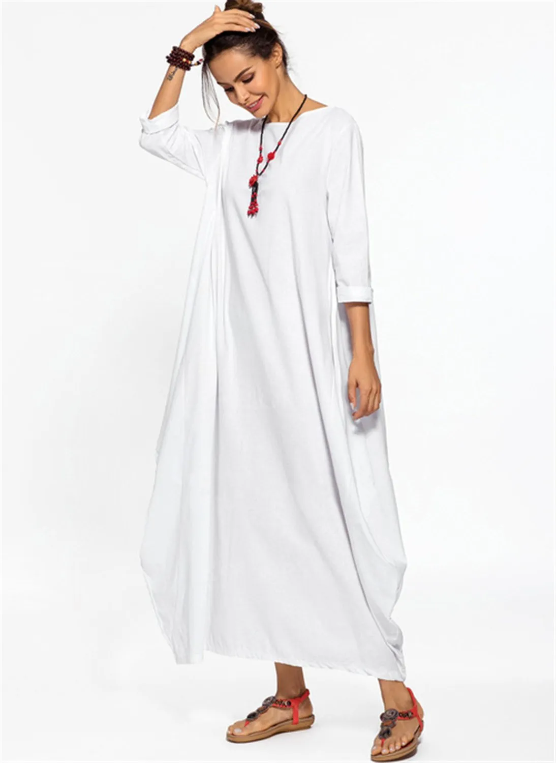 Plus Sizes Women Fall Long Cozy Dresses