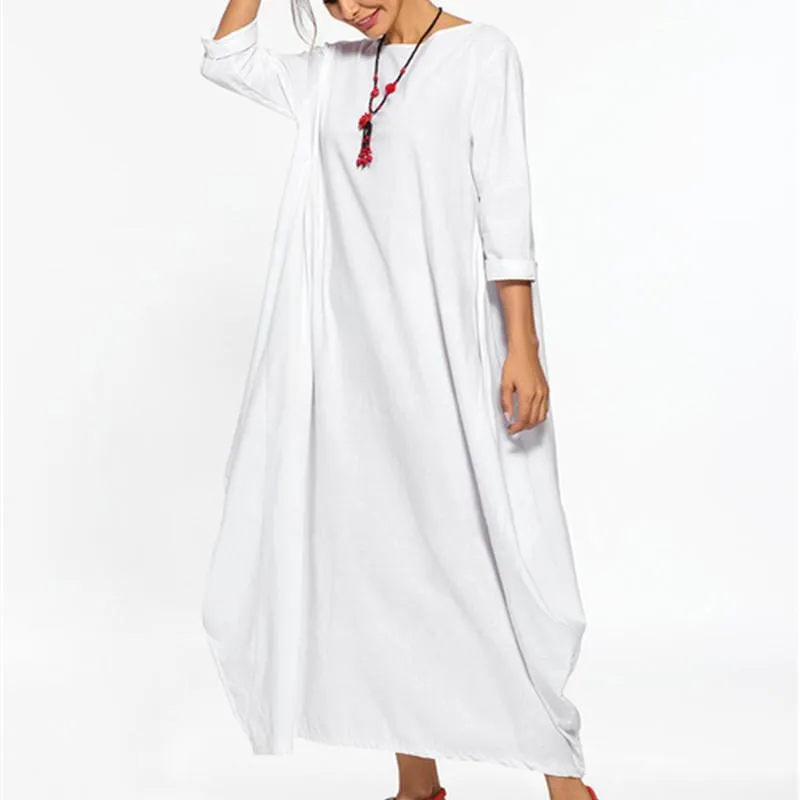 Plus Sizes Women Fall Long Cozy Dresses