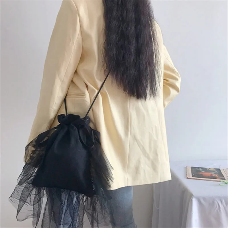 "BLACK LACE STITCHING CANVAS" BAG UB2430