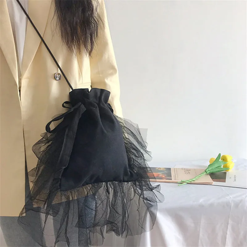 "BLACK LACE STITCHING CANVAS" BAG UB2430