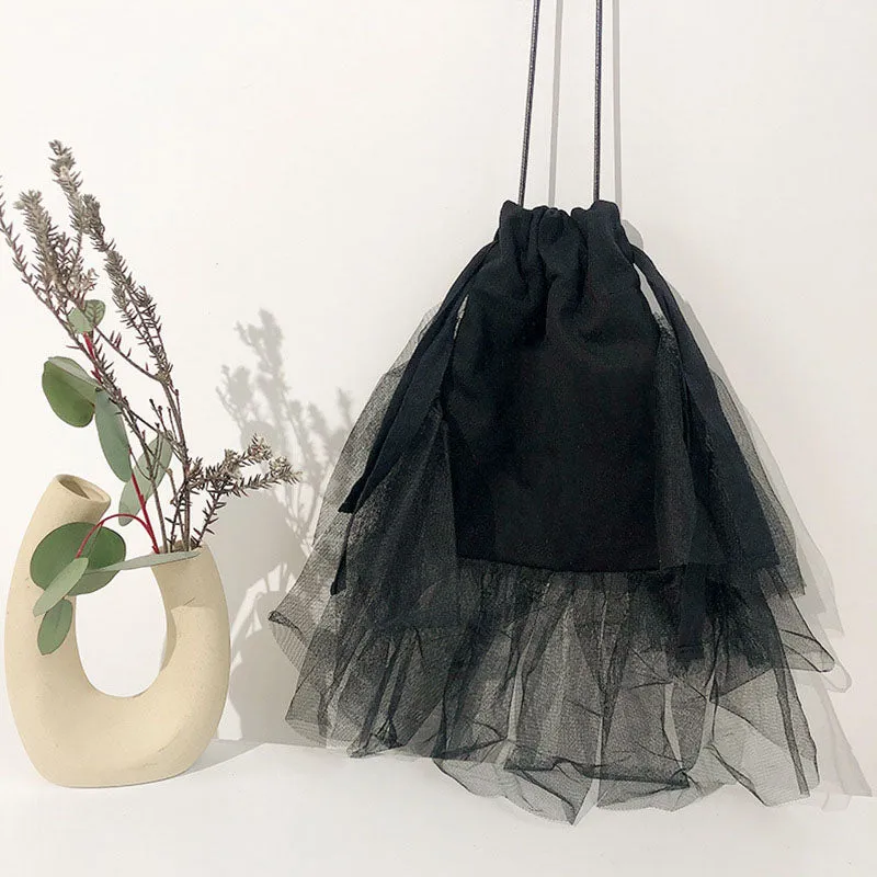 "BLACK LACE STITCHING CANVAS" BAG UB2430