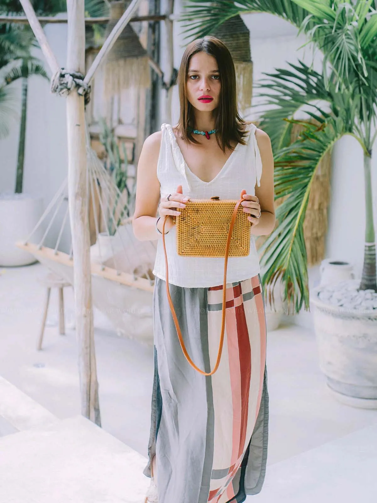 Rae Rattan Crossbody Bag ::RET