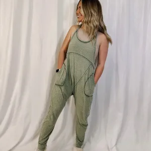 Ready To Travel Harem Jumpsuit - Sage - LAST ONE