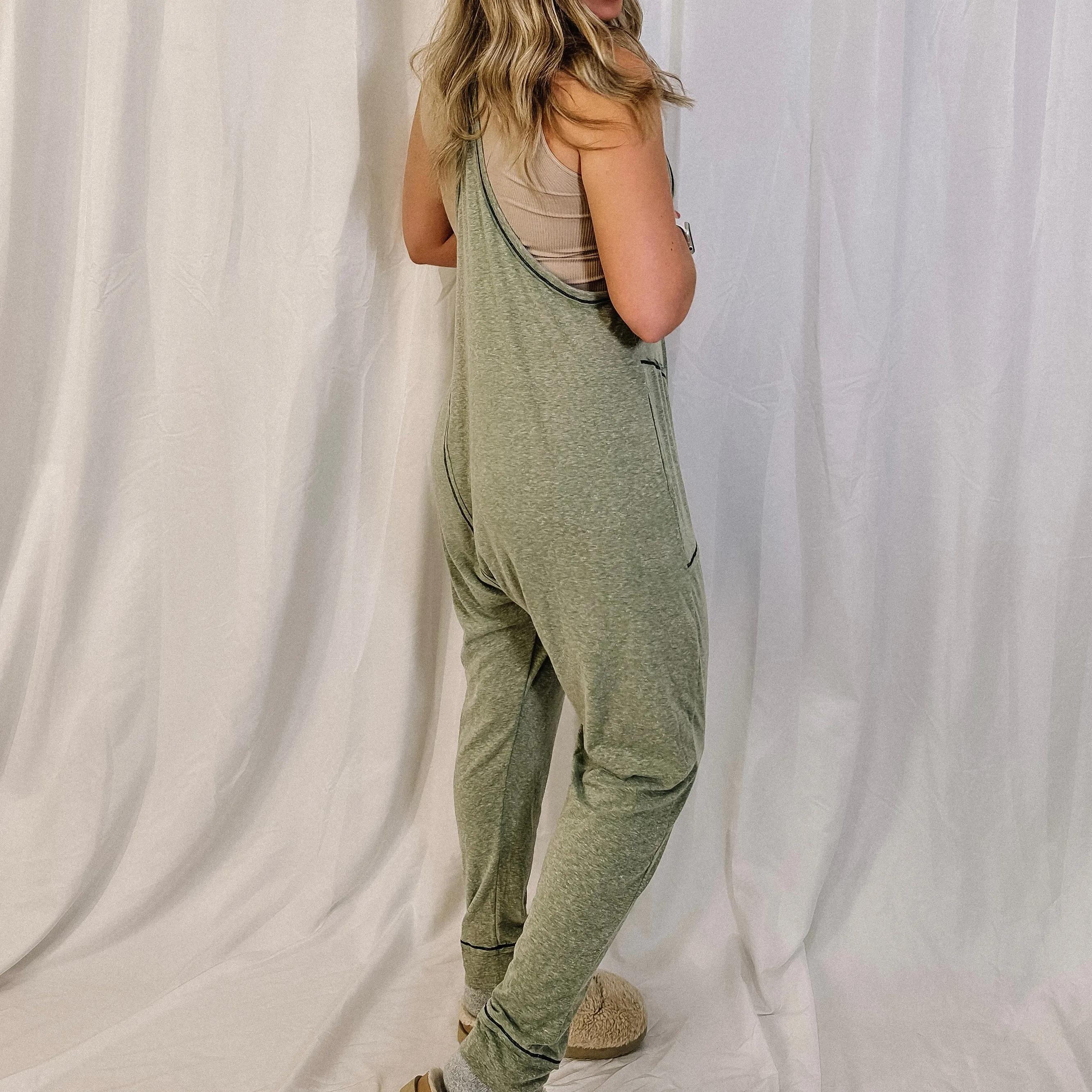 Ready To Travel Harem Jumpsuit - Sage - LAST ONE