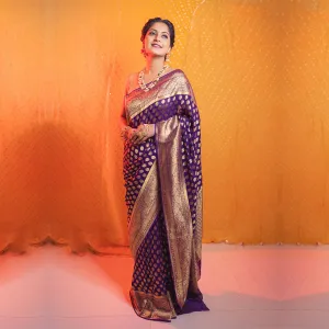 Regal Purple Floral Print Saree
