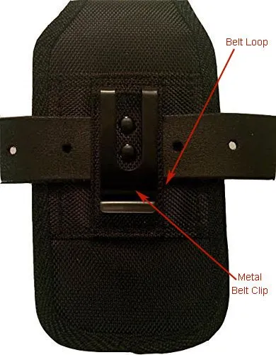 Reiko Black Rugged Nylon Metal Clip Pouch Holster For iPhone 8 / 7 / 6 / 6S Plus ( Fits with Hybrid Case On)