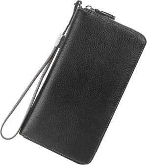 RFID Blocking Leather Wallet for Women, Wristlet Clutch