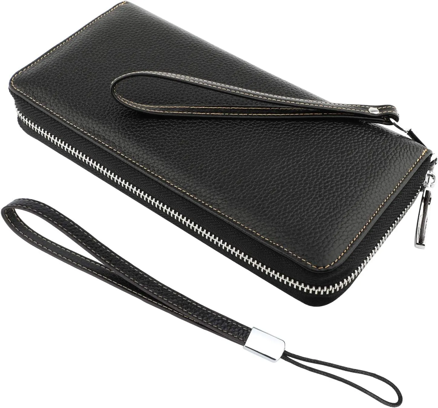RFID Blocking Leather Wallet for Women, Wristlet Clutch