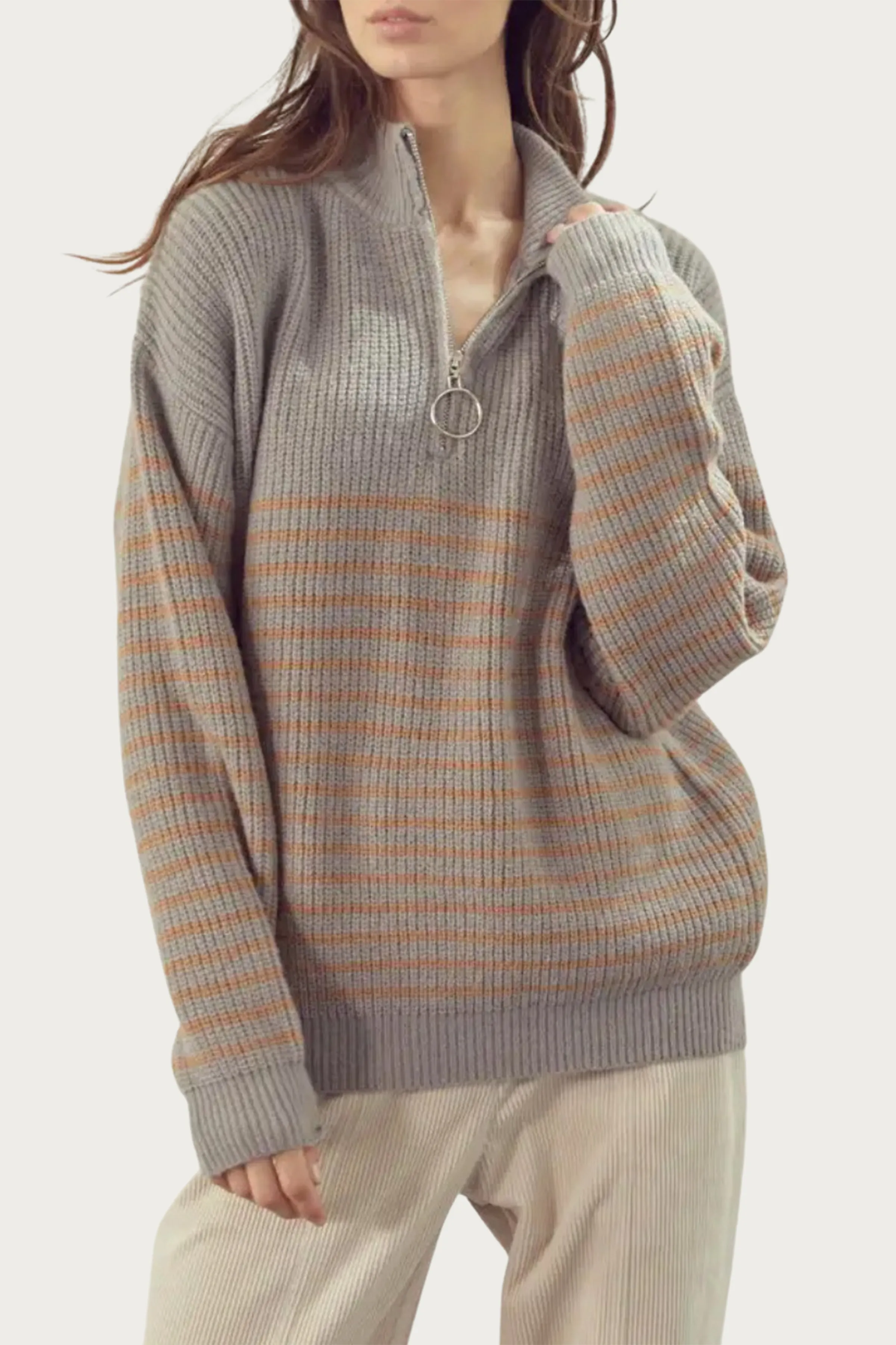 RIBBED HALF-ZIP SWEATER