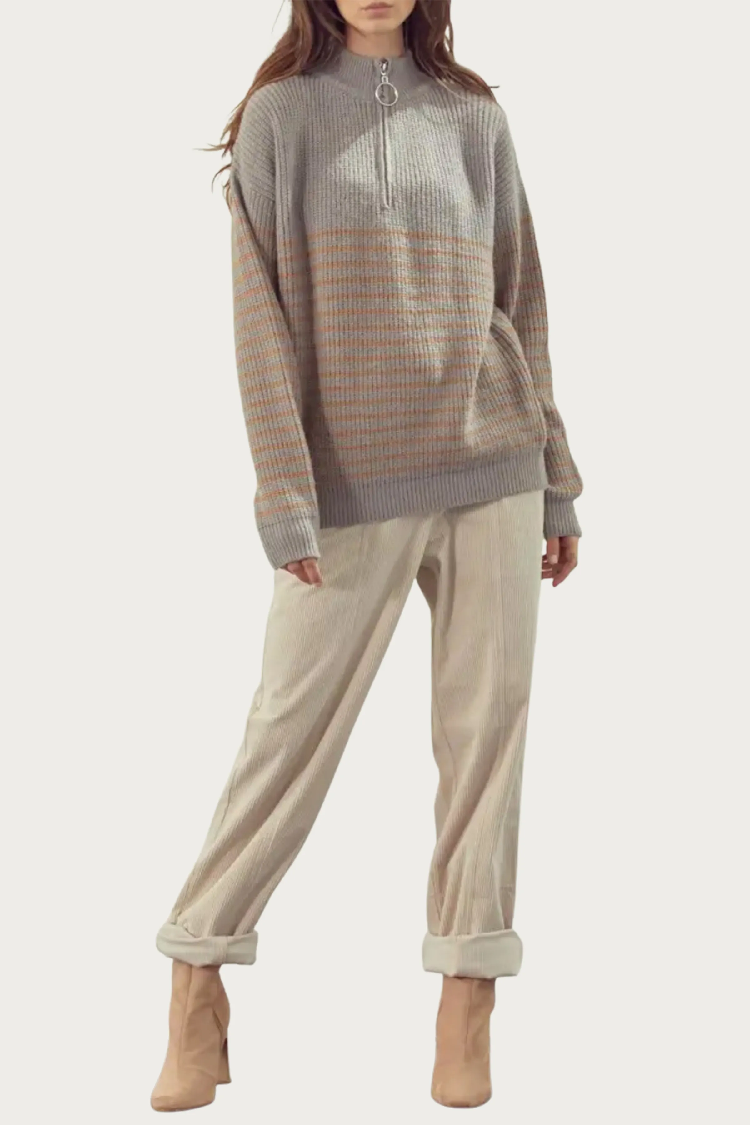 RIBBED HALF-ZIP SWEATER