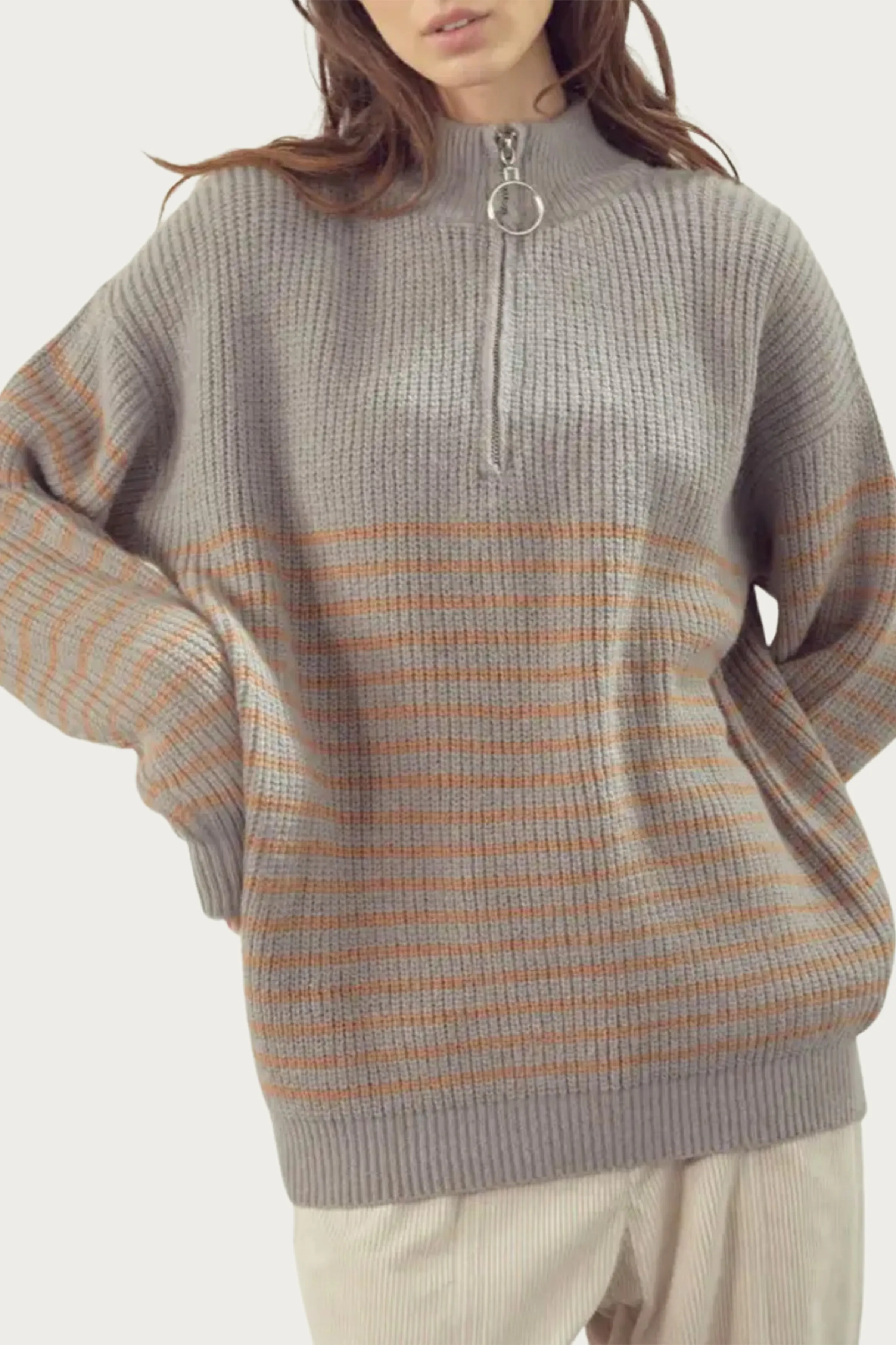 RIBBED HALF-ZIP SWEATER