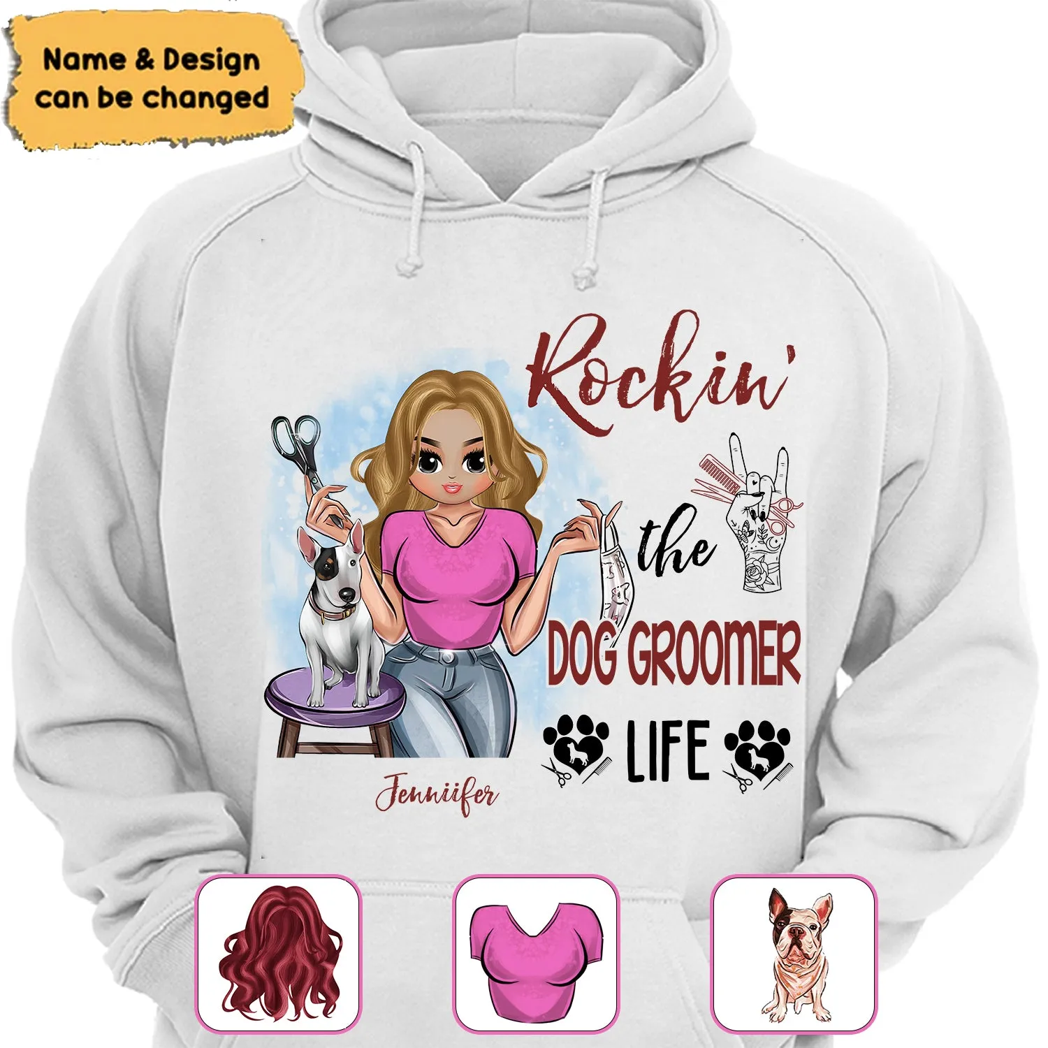 Rockin’ The Dog Groomer Life 2D Personalized Name Tshirt 848 NA93