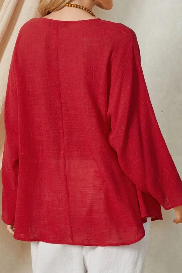 Round Neck Cotton Cozy Blouse
