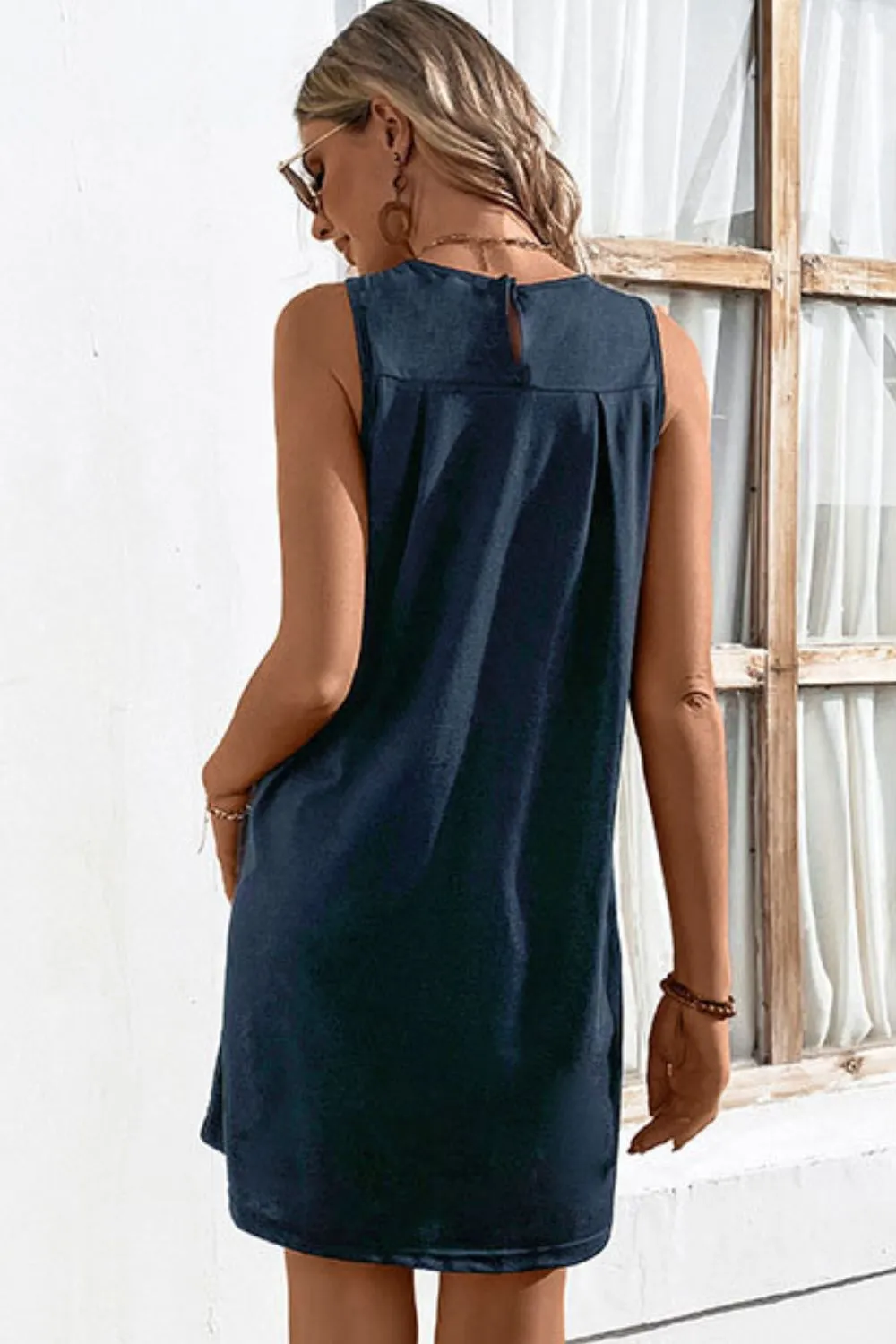 Round Neck Sleeveless Mini Dress (4 Colors)