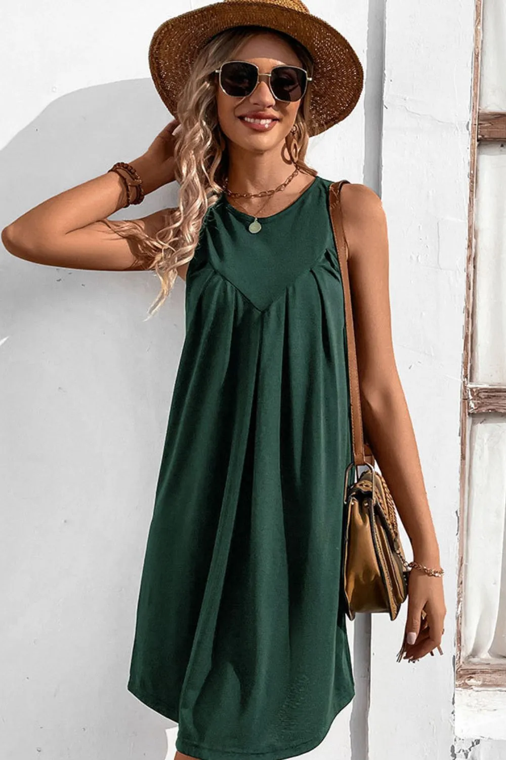 Round Neck Sleeveless Mini Dress (4 Colors)