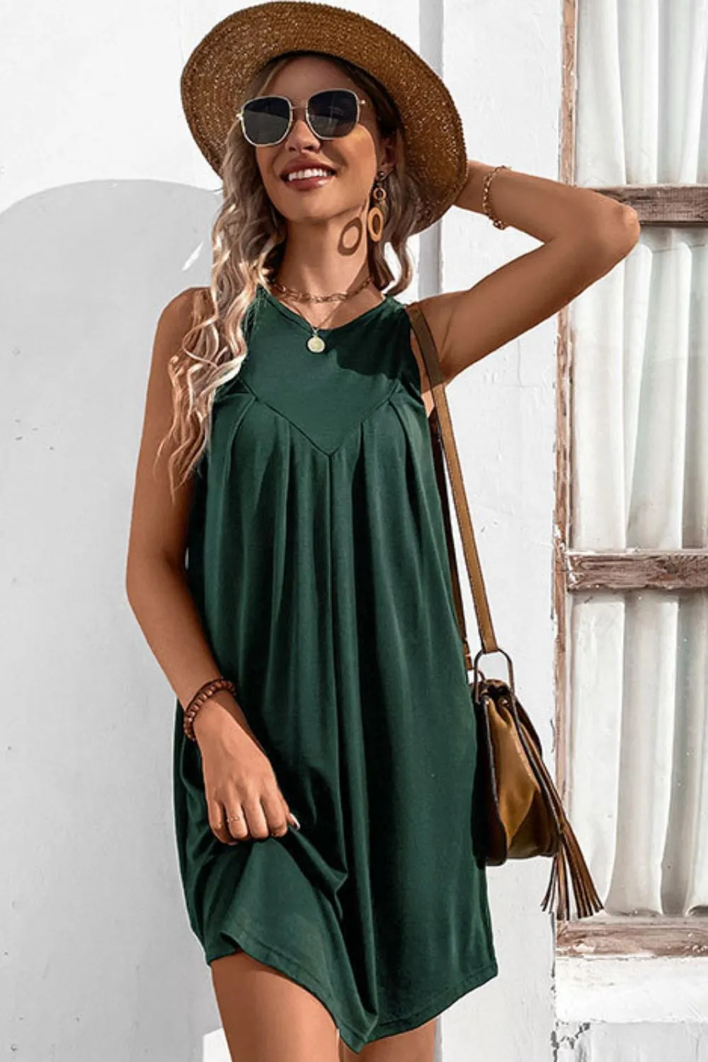 Round Neck Sleeveless Mini Dress (4 Colors)
