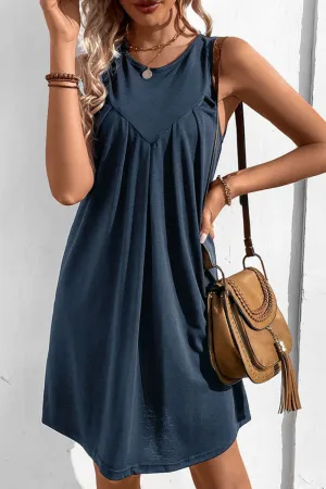 Round Neck Sleeveless Mini Dress (4 Colors)
