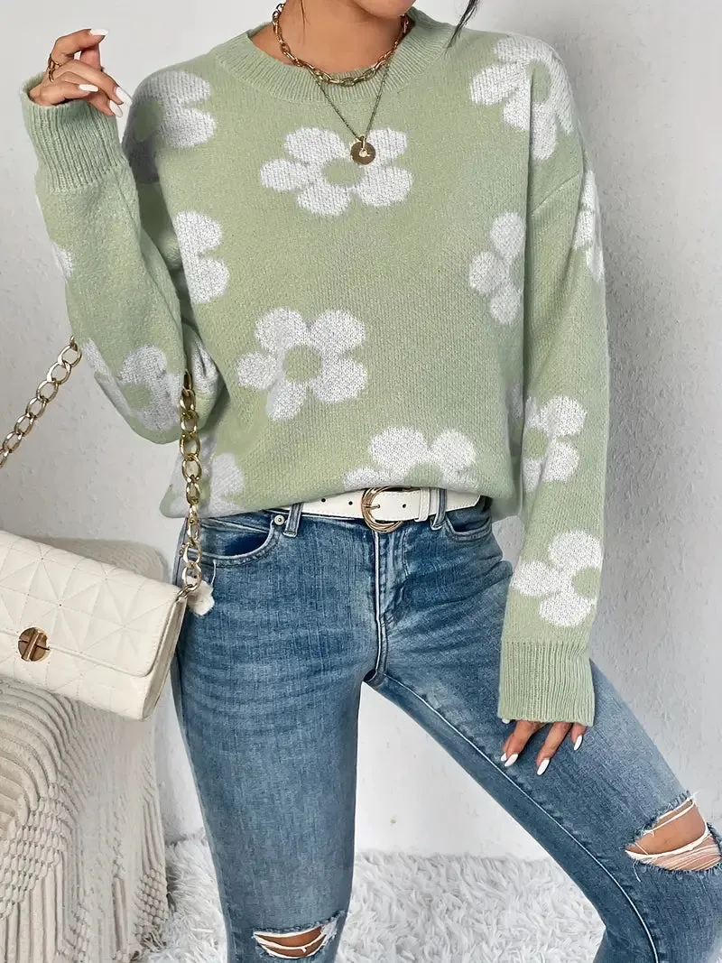 Sage Flowery Sweater