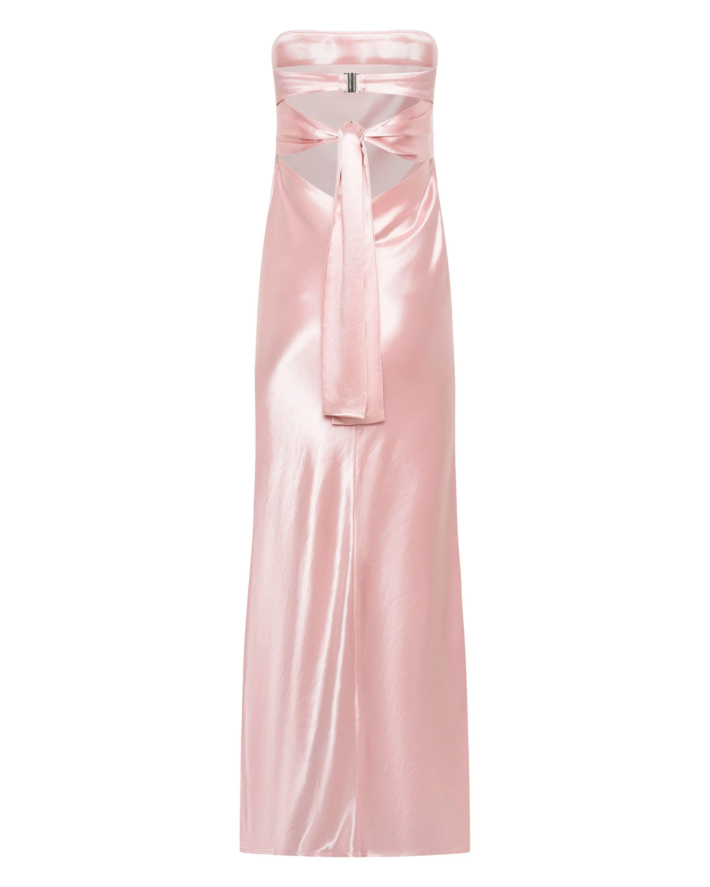 SATIN TIE BACK STRAPLESS MAXI | FAIRY FLOSS