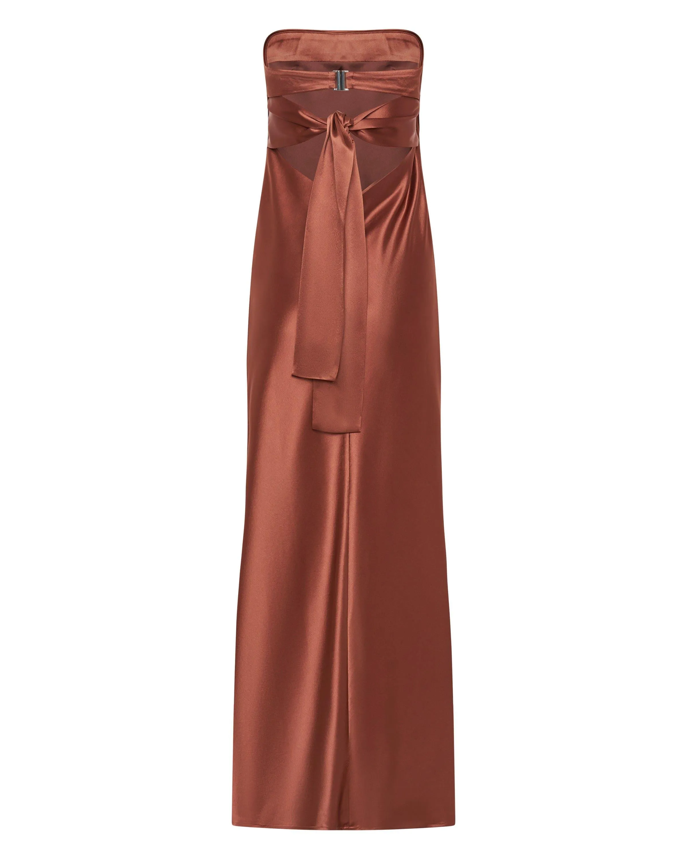 SATIN TIE BACK STRAPLESS MAXI | SPICE