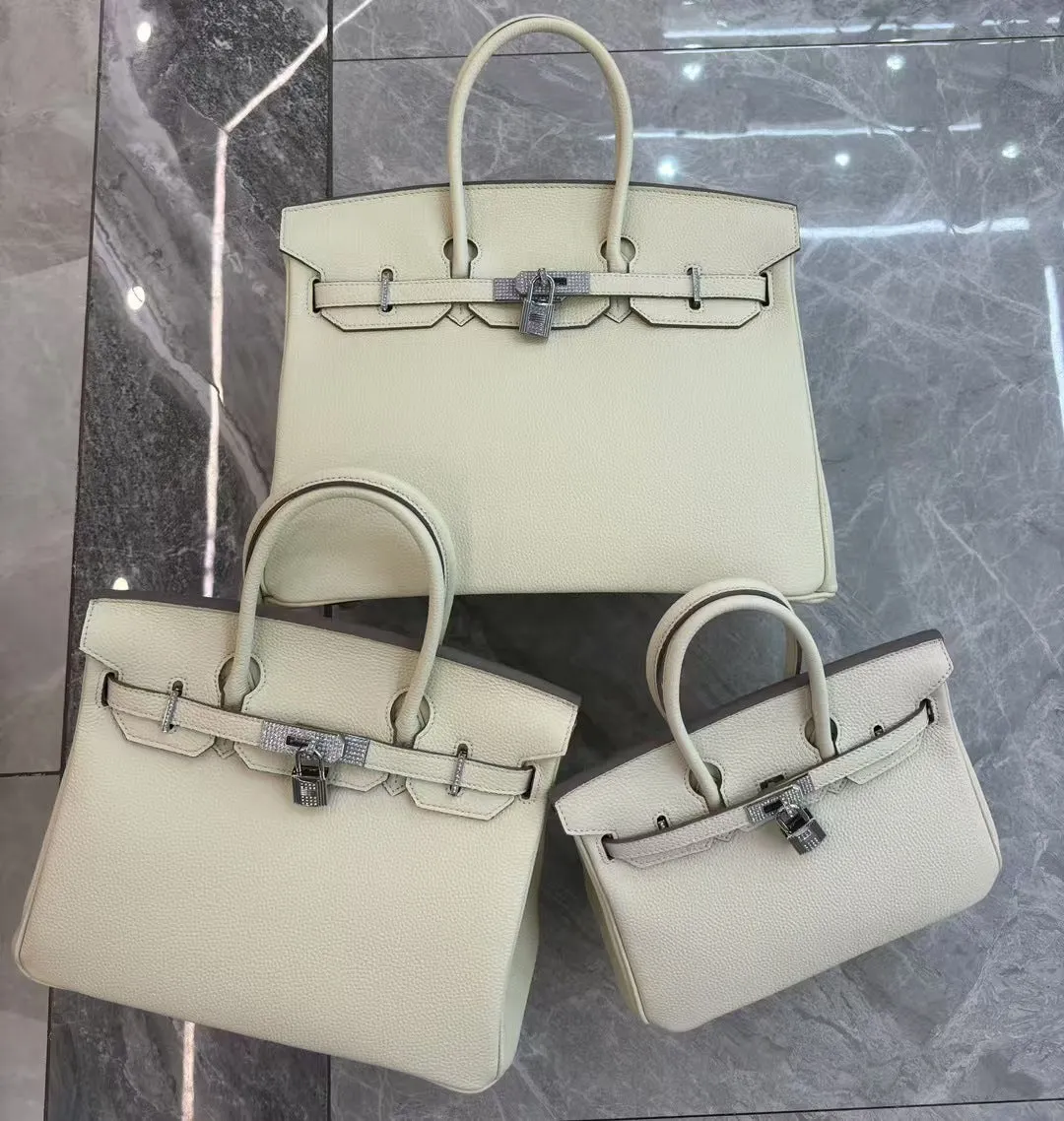 SEALBEER 2025 new platinum bag with diamonds togo first layer cowhide fashion high-end single shoulder messenger handbag commuter bag