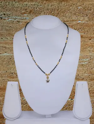 Short Mangalsutra Designs Gold Plated Latest Mani with Butterfly Pendant 18 Inches Mangalsutra