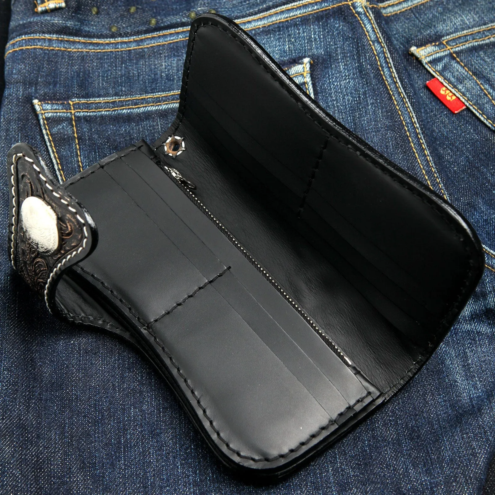 Skull Tattoo Genuine Leather Biker Wallet