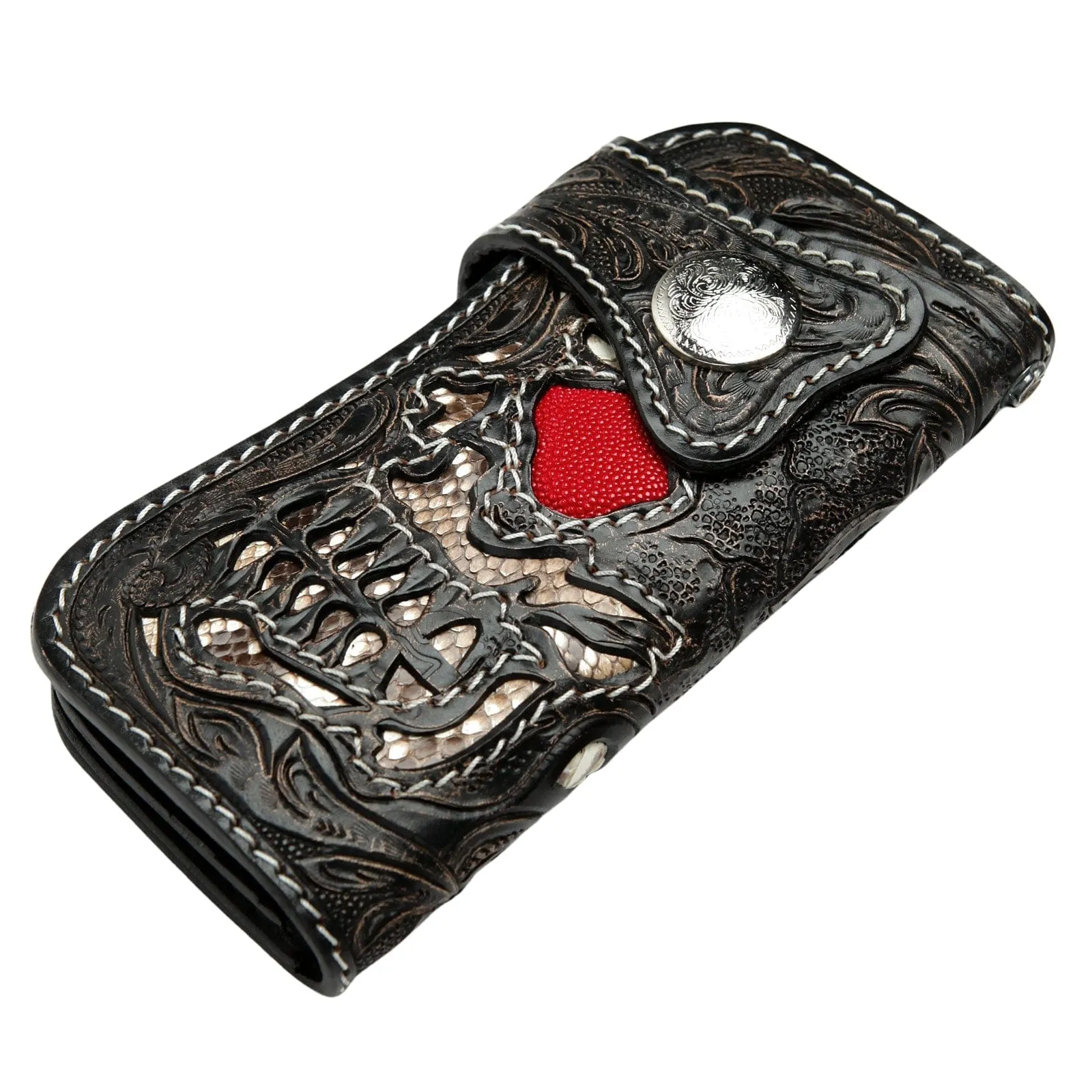 Skull Tattoo Genuine Leather Biker Wallet