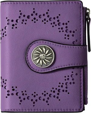 Small Leather Bifold Wallet with Zipper Coin Pocket