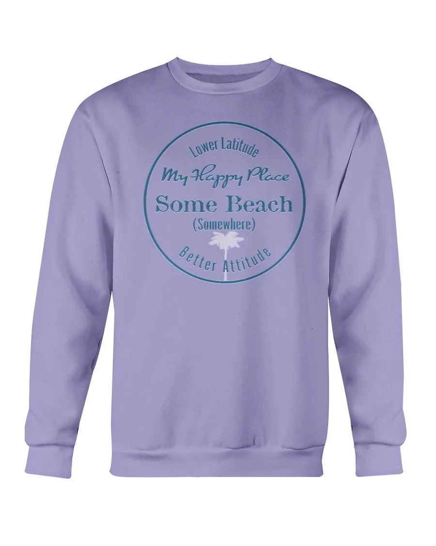 Some Beach Is My Happy Place Crewneck Fleece Sweatshirt