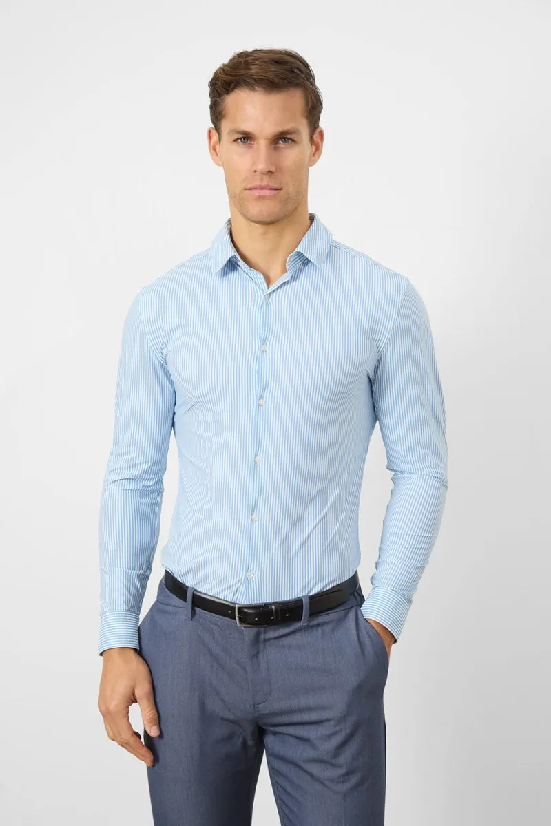 Striped Stretch Formal Shirt in Blue