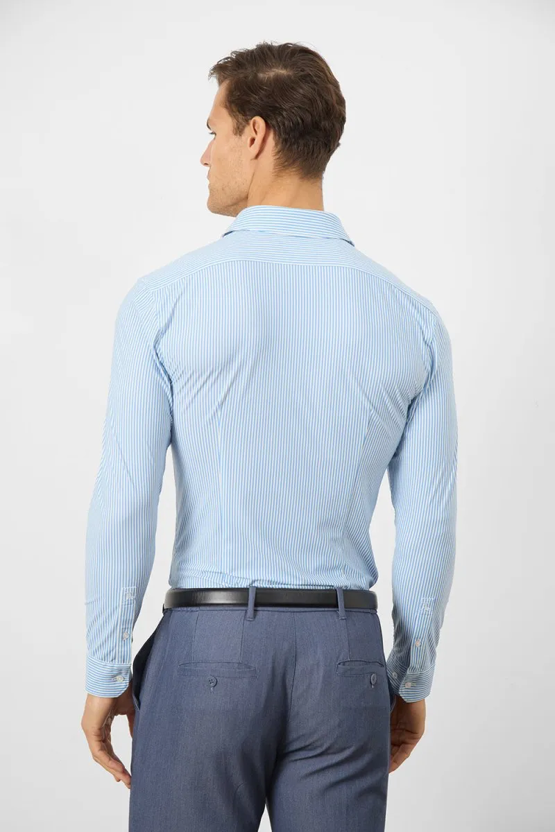 Striped Stretch Formal Shirt in Blue