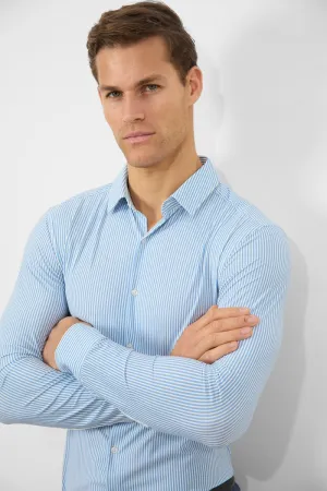 Striped Stretch Formal Shirt in Blue