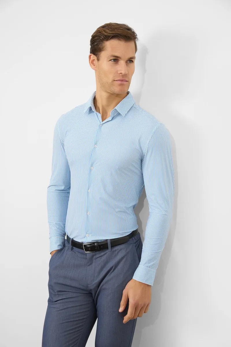 Striped Stretch Formal Shirt in Blue