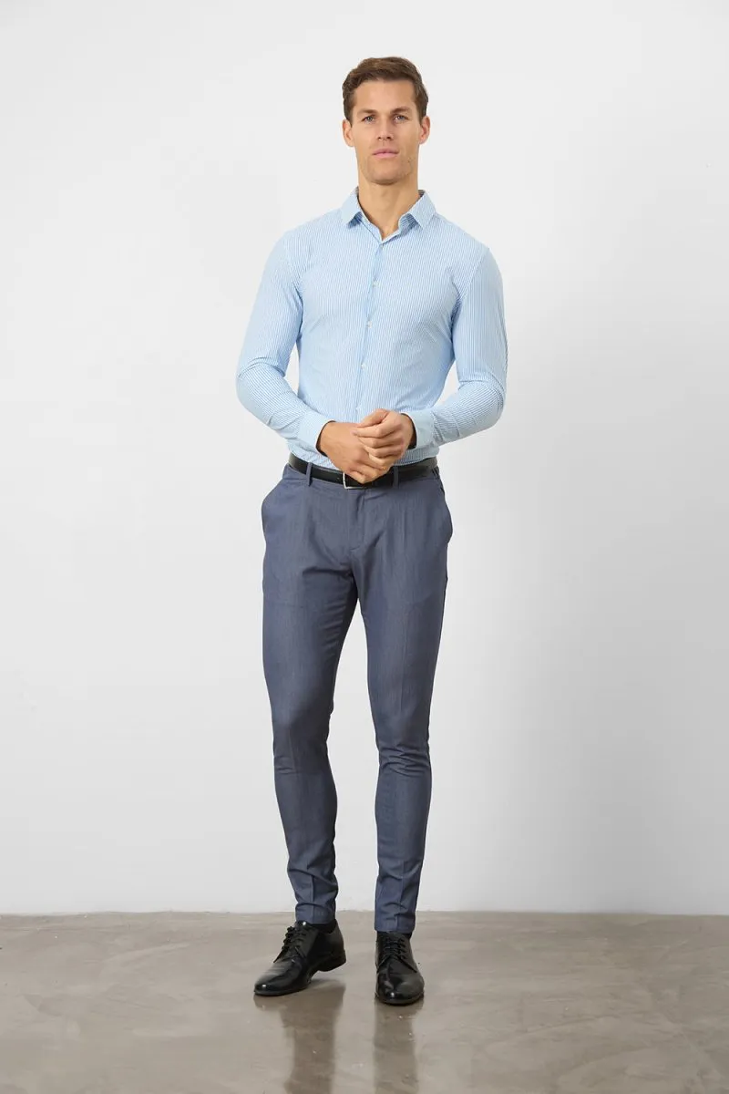Striped Stretch Formal Shirt in Blue