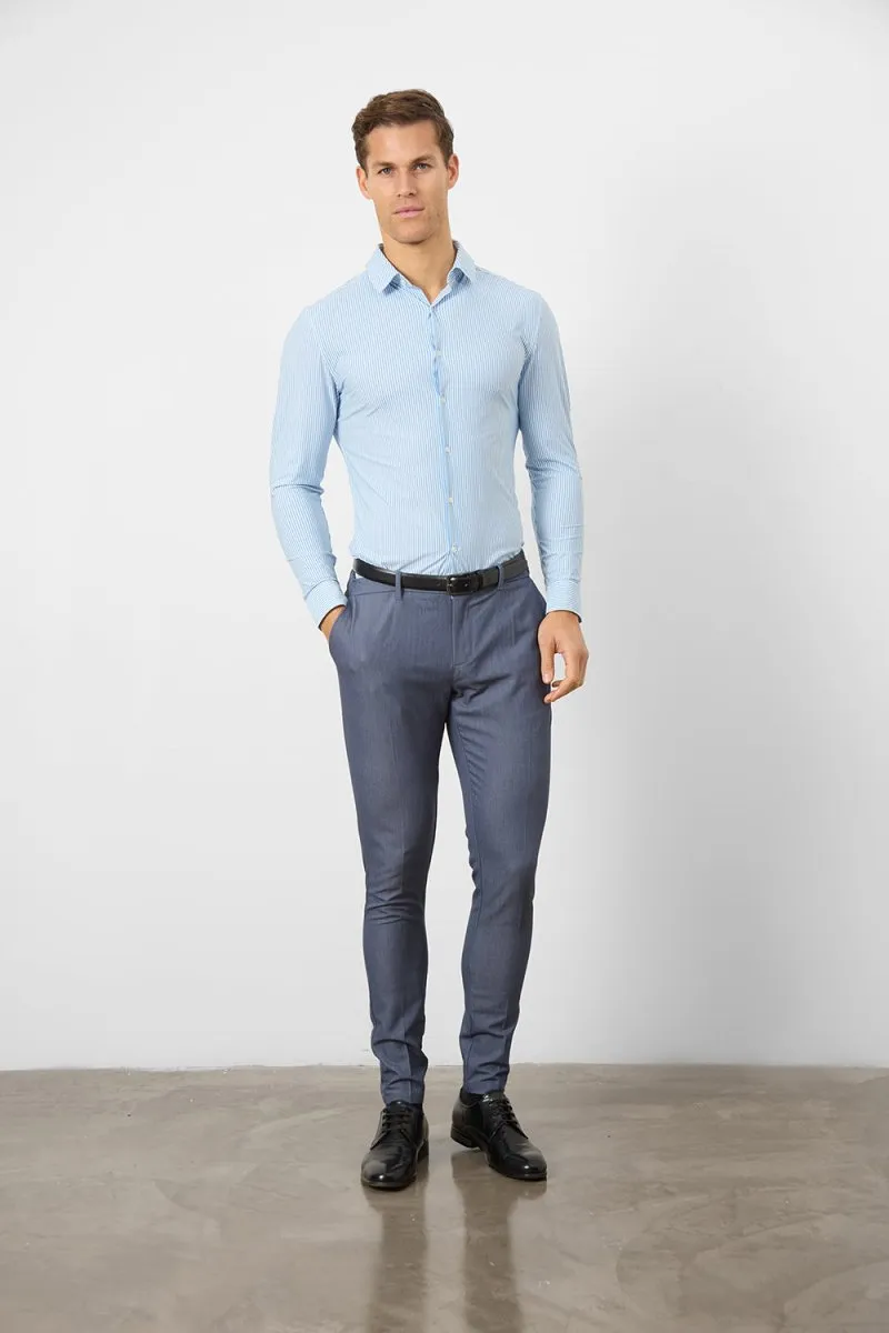 Striped Stretch Formal Shirt in Blue