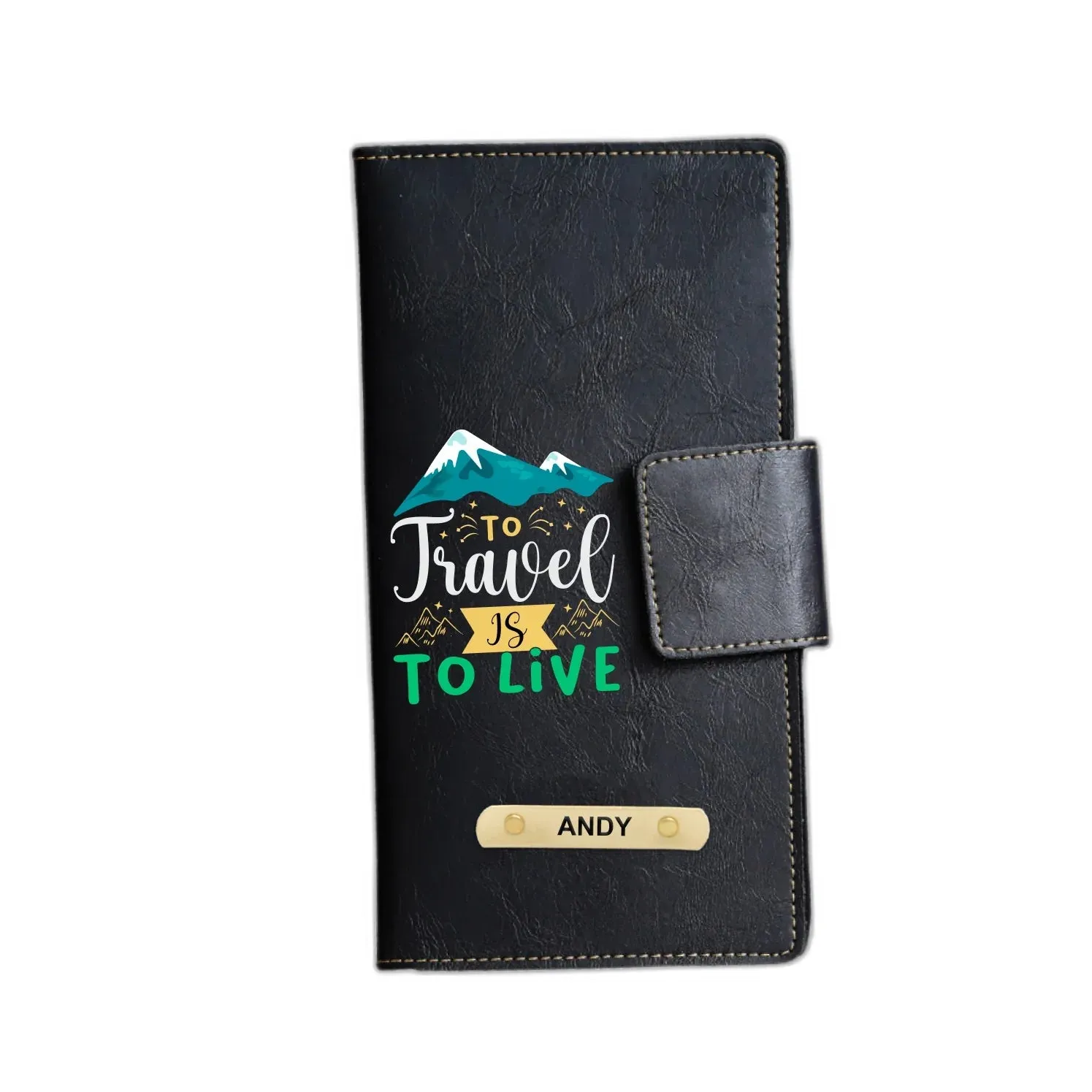 To Travel Is To Live Printed Indian Travel Wallet - Black
