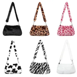 Veloria™ Plush Leopard Shoulder Bag