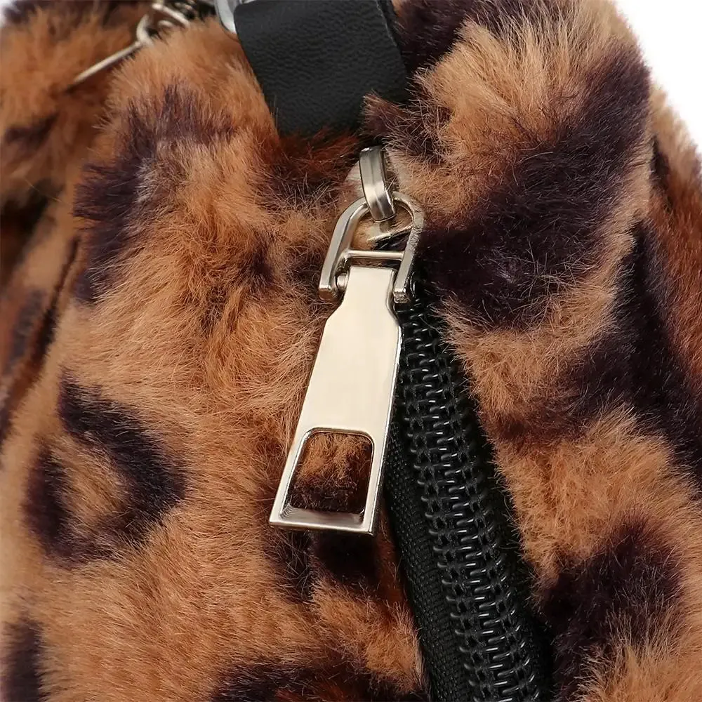Veloria™ Plush Leopard Shoulder Bag