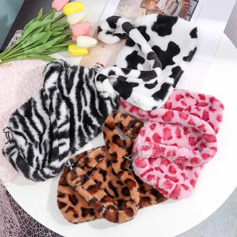 Veloria™ Plush Leopard Shoulder Bag